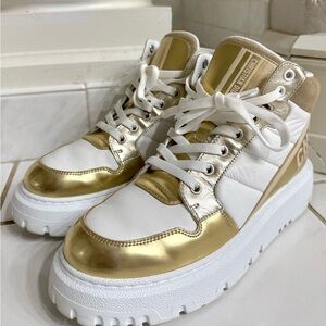 Dior Gold and White Sneakers